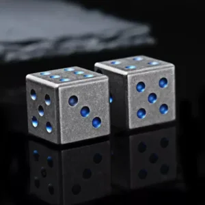 Blue Grade 5 Titanium Dice CNC Machined and Stone Washed (10) 10 11zon