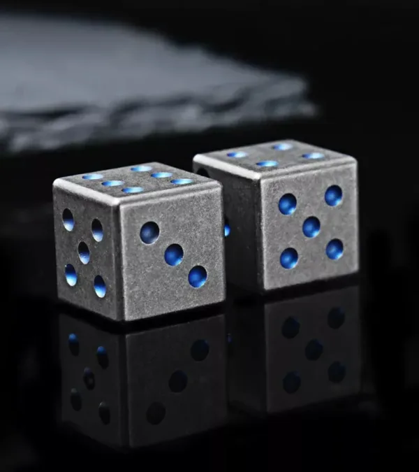 Blue Grade 5 Titanium Dice CNC Machined and Stone Washed (10) 10 11zon