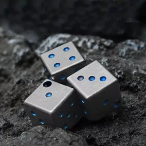 Blue Grade 5 Titanium Dice CNC Machined and Stone Washed (1) 1 11zon