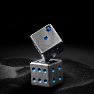 Blue Grade 5 Titanium Dice CNC Machined and Stone Washed (2) 2 11zon