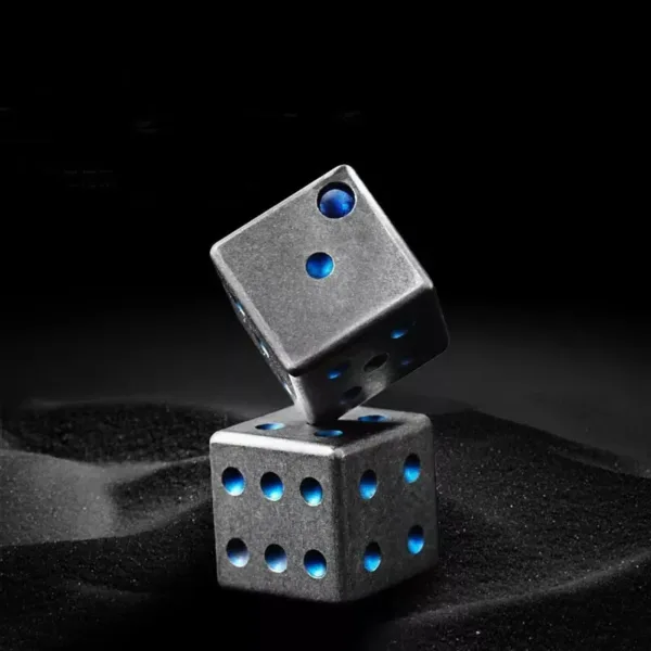 Blue Grade 5 Titanium Dice CNC Machined and Stone Washed (2) 2 11zon