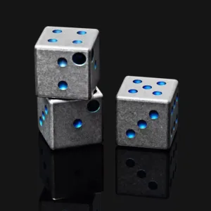 Blue Grade 5 Titanium Dice CNC Machined and Stone Washed (3) 3 11zon