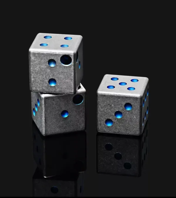 Blue Grade 5 Titanium Dice CNC Machined and Stone Washed (3) 3 11zon