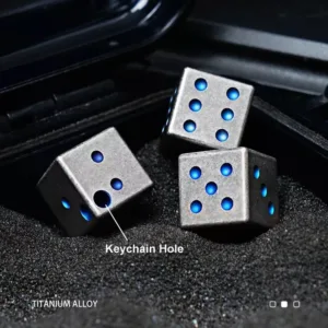 Blue Grade 5 Titanium Dice CNC Machined and Stone Washed (7) 7 11zon