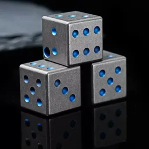 Blue Grade 5 Titanium Dice CNC Machined and Stone Washed (8) 8 11zon