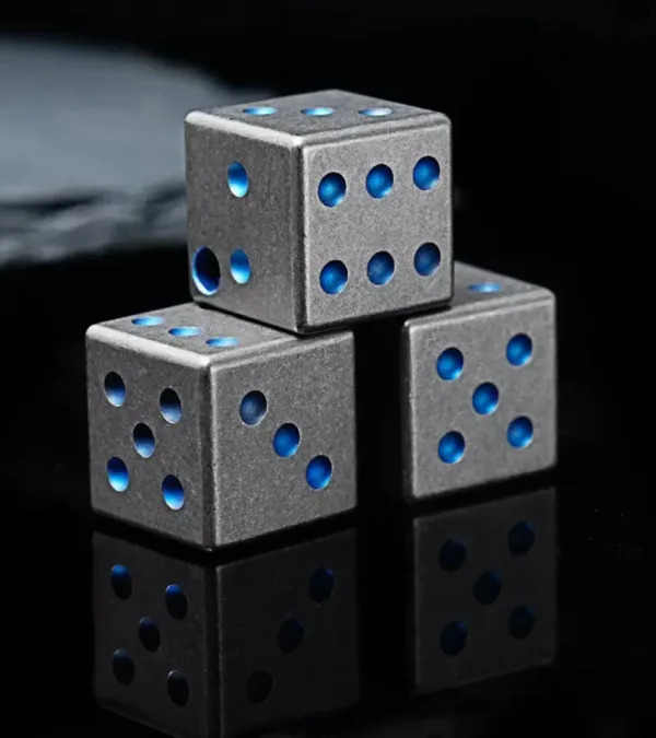 Blue Grade 5 Titanium Dice CNC Machined and Stone Washed (8) 8 11zon