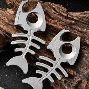 TIHTM Titanium Alloy Fishbone EDC Bottle Opener Keychain Necklace Pendant (1)