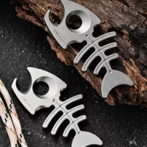 TIHTM Titanium Alloy Fishbone EDC Bottle Opener Keychain Necklace Pendant (2)