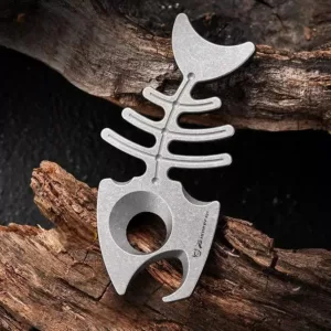 TIHTM Titanium Alloy Fishbone EDC Bottle Opener Keychain Necklace Pendant (4)