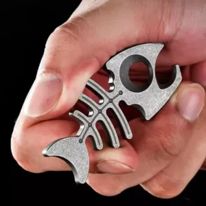 TIHTM Titanium Alloy Fishbone EDC Bottle Opener Keychain Necklace Pendant (5)