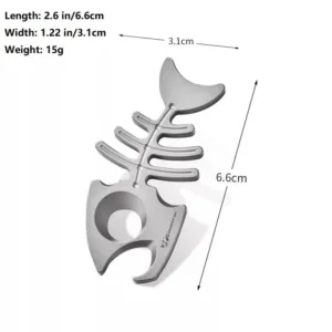 TIHTM Titanium Alloy Fishbone EDC Bottle Opener Keychain Necklace Pendant (8)